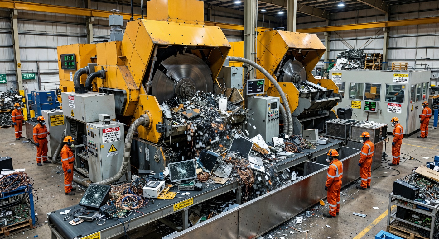 Industrial shredding equipment for resin and polymer waste
