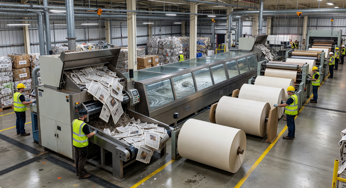 Industrial material processing facility interior